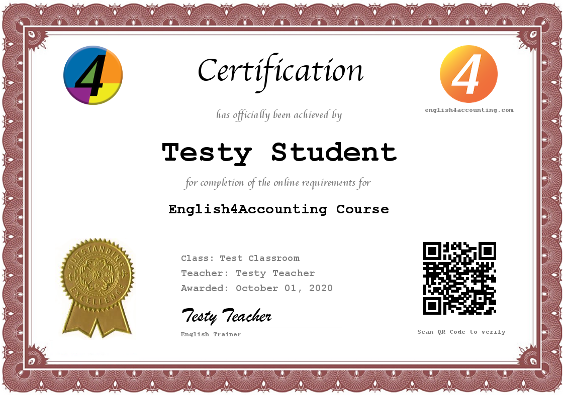 English for Accounting and Finance Certificate